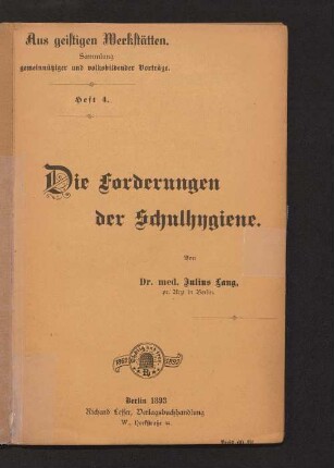 Die Forderungen der Schulhygiene