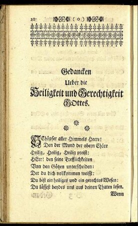 Gedancken ueber die Heiligkeit und Gerechtigkeit Gottes.