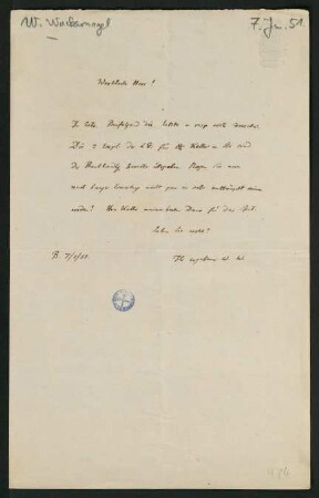 Brief vom 7. Januar 1851