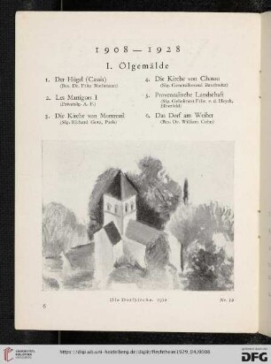 I. Ölgemälde (Nr. 1-45)