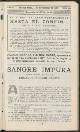 1923007312: Sangre impura : novela inédita