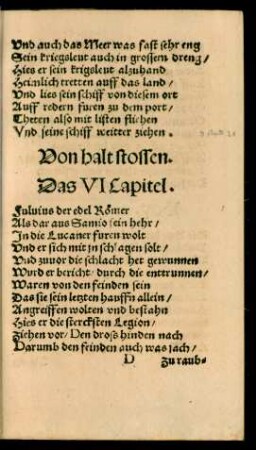 Von halt stossen. Das VI Capitel.