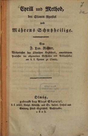 Cyrill und Method, der Slaven Apostel und Mährens Schutzheilige