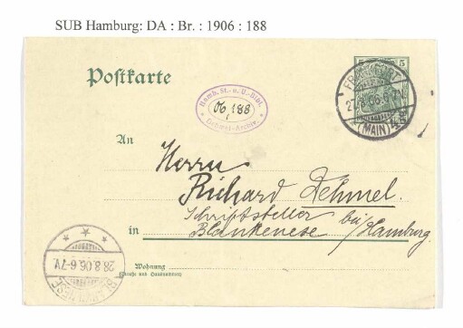 Postkarte an Richard Dehmel