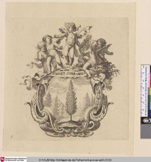 [Kartusche mit Devise; Emblematic subject in ornamental frame]