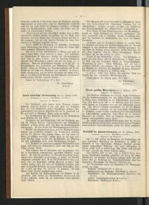 Protokoll der Hauptversammlung am 15. Februar 1890