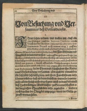 III. Von Besuchung und Versaumnus deß Gottesdiensts.