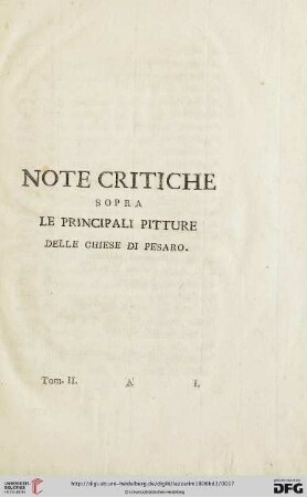 Note Critiche sopra le principali pitture delle chiese di Pesaro