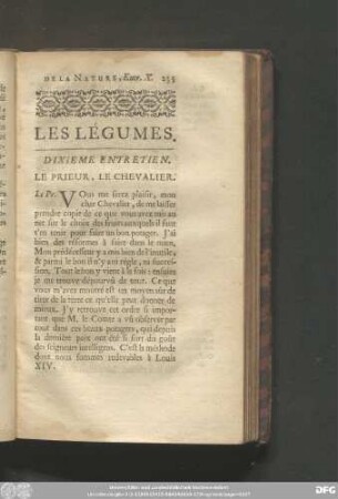 Les Légumes. Dixieme Entretien.