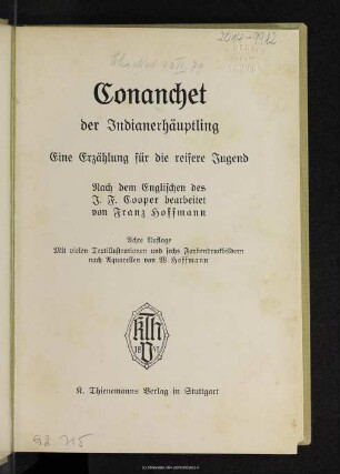 Conanchet der Indianerhäuptling : eine Erzählung für die reifere Jugend