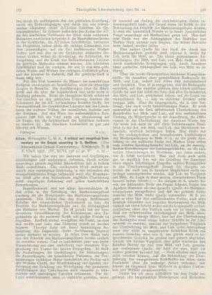 355-357 [Rezension] Allen, Willoughby C., A critical and exegetical Commentary on the Gospel according to S. Matthew