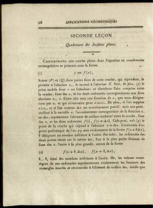 Seconde Lecon. Quadrature des Surfaces planes.