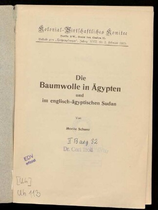 Die Baumwolle in Ägypten und im englisch-ägyptischen Sudan