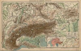 Süddeutschland und Alpenländer. Bodengestalt, Sprachenkarte der Schweiz, Politische Übersicht der Schweiz