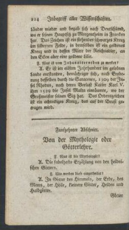 Funfzehnter Abschnitt. Von der Mythologie oder Götterlehre.