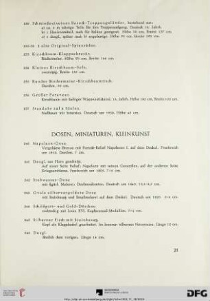 Dosen, Miniaturen, Kleinkunst (Nr. 240-275)
