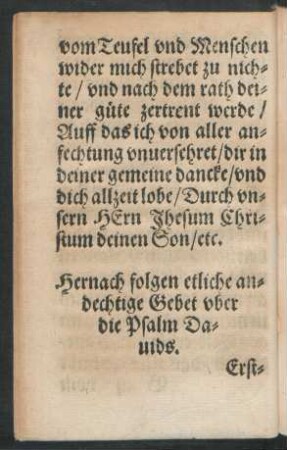 Hernach folgen etliche andechtige Gebet uber die Psalm Davids.