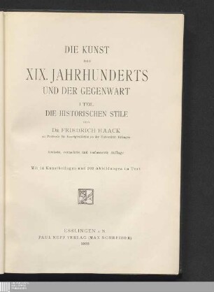 1: Die Kunst des XIX. Jahrhunderts und der Gegenwart
