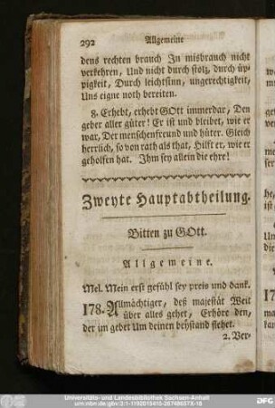 Zweyte Hauptabtheilung. Bitten zu Gott.