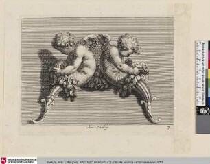 [Zwei Amoretten mit Fülhhörnern; Deux Amours se terminant en cornes d'abondance]