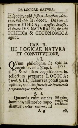 Cap. II. De logicae natura et constitutione.