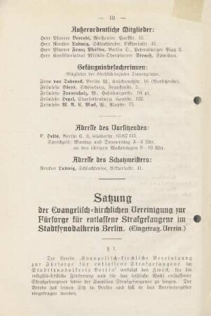 Satzung der Evangelisch-kirchlichen Vereinigung zur Fürsorge für entlassene Strafgefangene im Stadtsynodalkreis Berlin. (Eingetrag. Verein.)