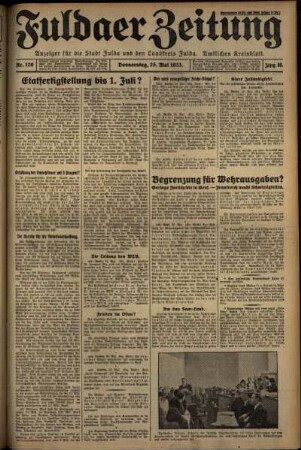 Erste Ausgabe vom Donnerstag, den 25. Mai 1933.