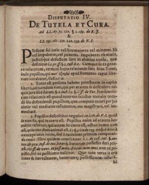 Disputatio IV. De Tutela Et Cura.