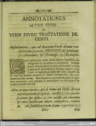 Annotationes ad Tab. XXVIII. De Verbi Divini Tractatione Decenti