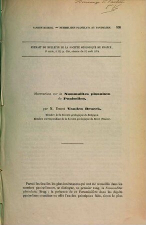Observations sur la Nummulites planulata du Paniselien