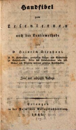 Handfibel zum Lesenlernen nach der Lautirmethode