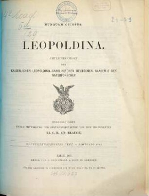 Leopoldina : Mitteilungen der Deutschen Akademie der Naturforscher Leopoldina, 29. 1893
