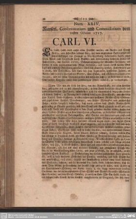 Num. XXIV. Kayserl. Conservatorium und Commissorium vom 22sten October 1717.