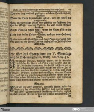 Rede über das Evangelium am V. Sonntage nach der Erscheinung Christi