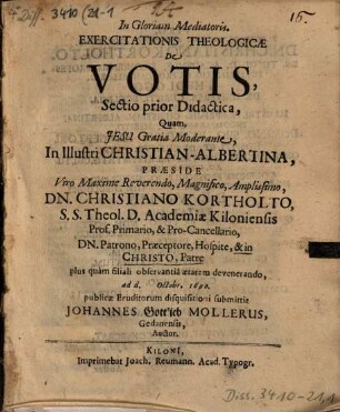 Exercitatio theol. de votis, Sectio prior, didactica