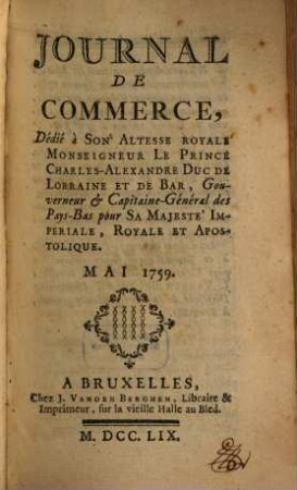 Journal de commerce. 1759,[3] = T. 3. Mai