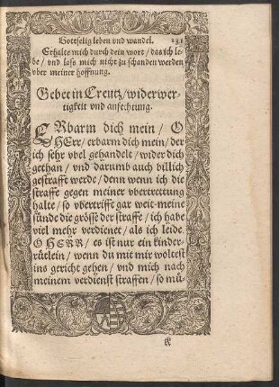 Gebet in Creutz/ widerwertigkeit und anfechtung.