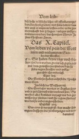 Das X. Capitel. Vom leiden und pein der Gottlosen ...