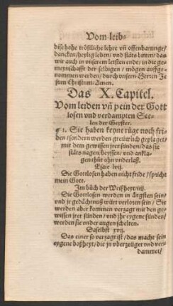 Das X. Capitel. Vom leiden und pein der Gottlosen ...