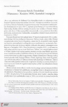 Wystawa Sztuki Estońskiej (Warszawa - Kraków 1939). Kontekst i recepcja