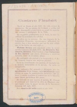 Gustavo Flaubert - [Nota biográfica]