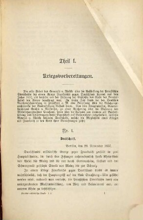 Moltkes militärische Werke, 1,3,1. 1., Militärische Korrespondenz ; 3. Theil, Aus den Dienstschriften des Krieges 1870/71 ; 1. Abtheilung, Der Krieg bis zur Schlacht von Sedan