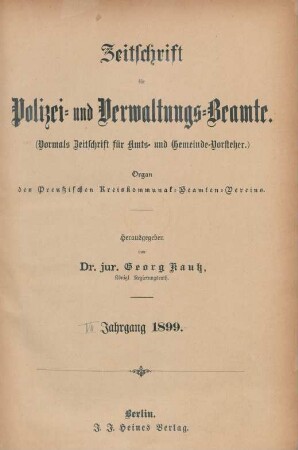 7.1899: Zeitschrift für Polizei- und Verwaltungsbeamte