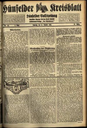 Zweite Ausgabe vom Samstag, den 31. Oktober 1931.