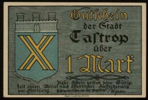 Gutschein der Stadt Castrop über 1 Mark