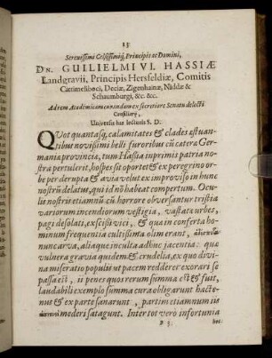 Serenissimi ... Dn. Guilielmi VI. Hassiae Landgravii ...