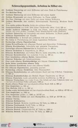 Schmuckgegenstände, Arbeiten in Silber etc. (Nr. 495-544)