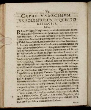 Caput Undecimum. De Solemnibus Requisitis Retractus.