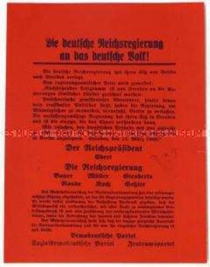 Bekanntmachung der Reichsregierung über den Lüttwitz-Kapp-Putsch