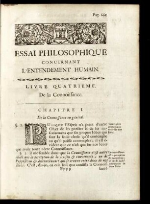 Livre Quatriéme. De la Connoissance